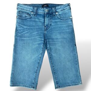 True Religion Riley Knee Length Shorts Stretch Denim Jean Shorts Women's Size 27